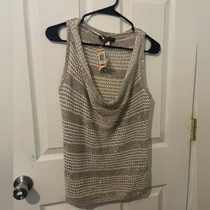 INC knitted tan and white with tiny sequins